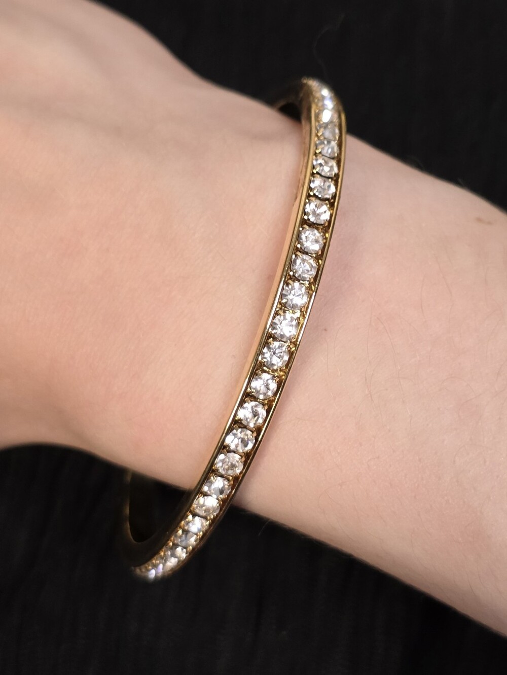 Avon Gold Tone Rhinestone Skinny Bangle Bracelet